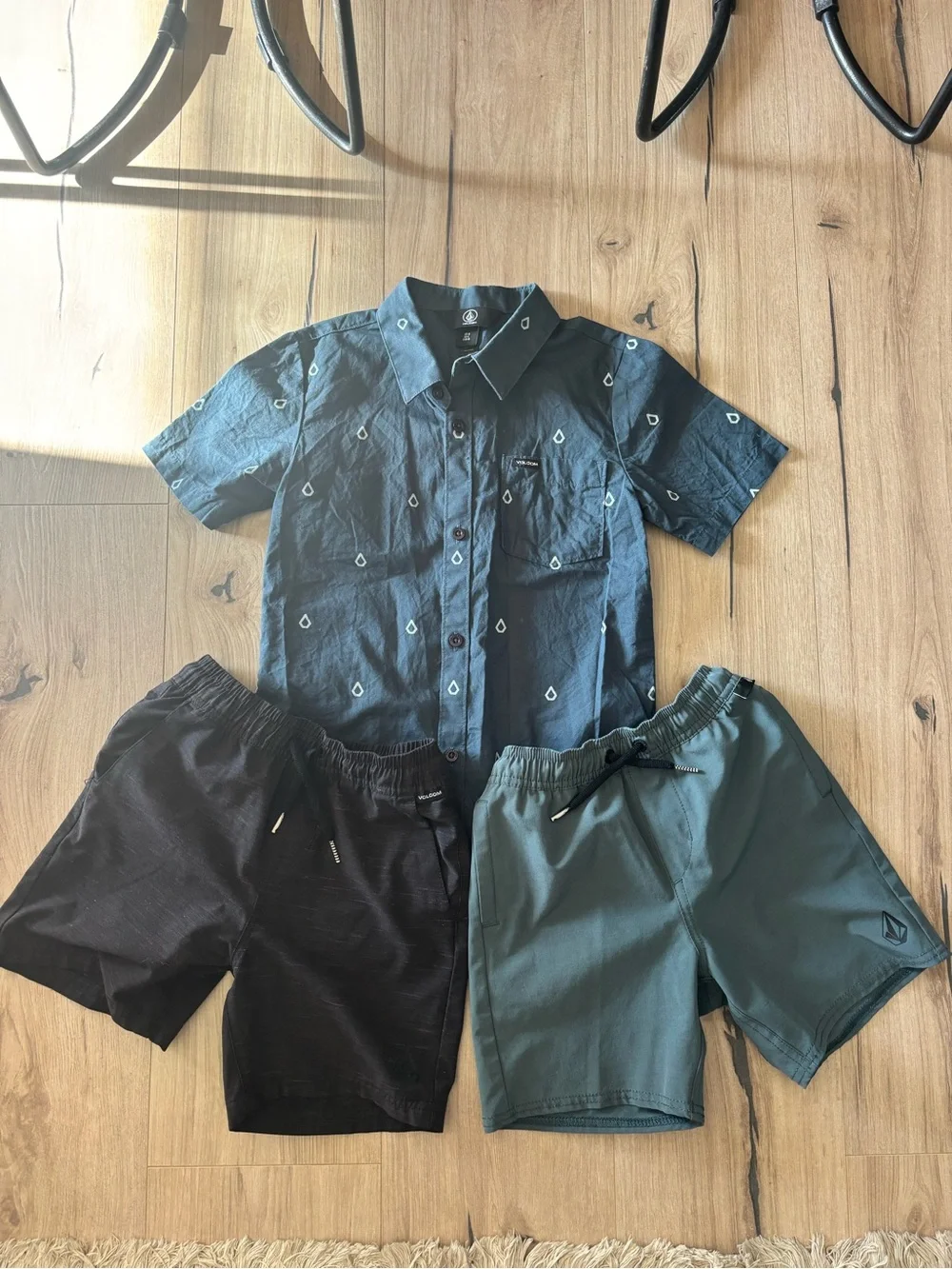 Volcom Boys Hybrid shorts with button down short sleeve.